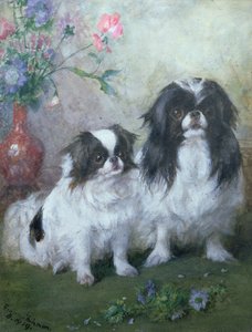 日本のあごの雌犬と彼女の子犬、1919年（ガッシュとトイレ）
